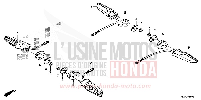 CLIGNOTANT de VFR1200X "Crosstourer" Méca PEARL GLARE WHITE (NHB53) 2018